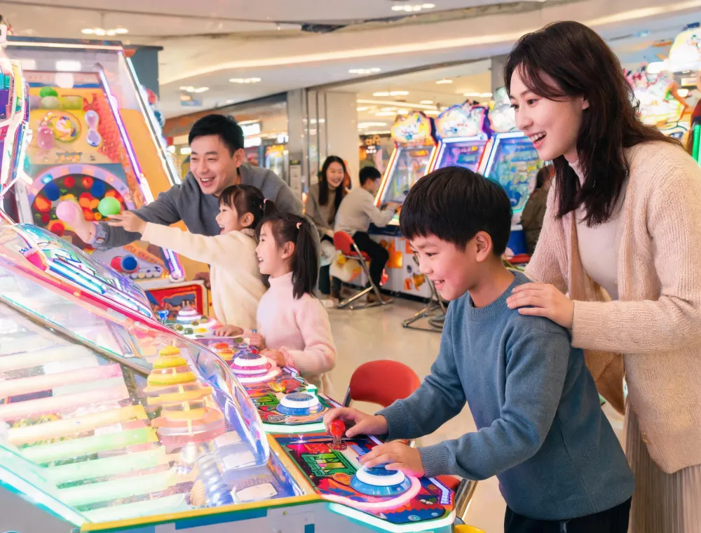 Families playing redemption games