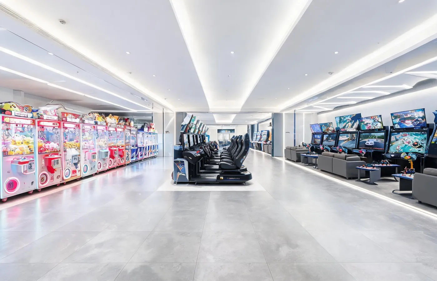 Arcade floor with clear machine zones